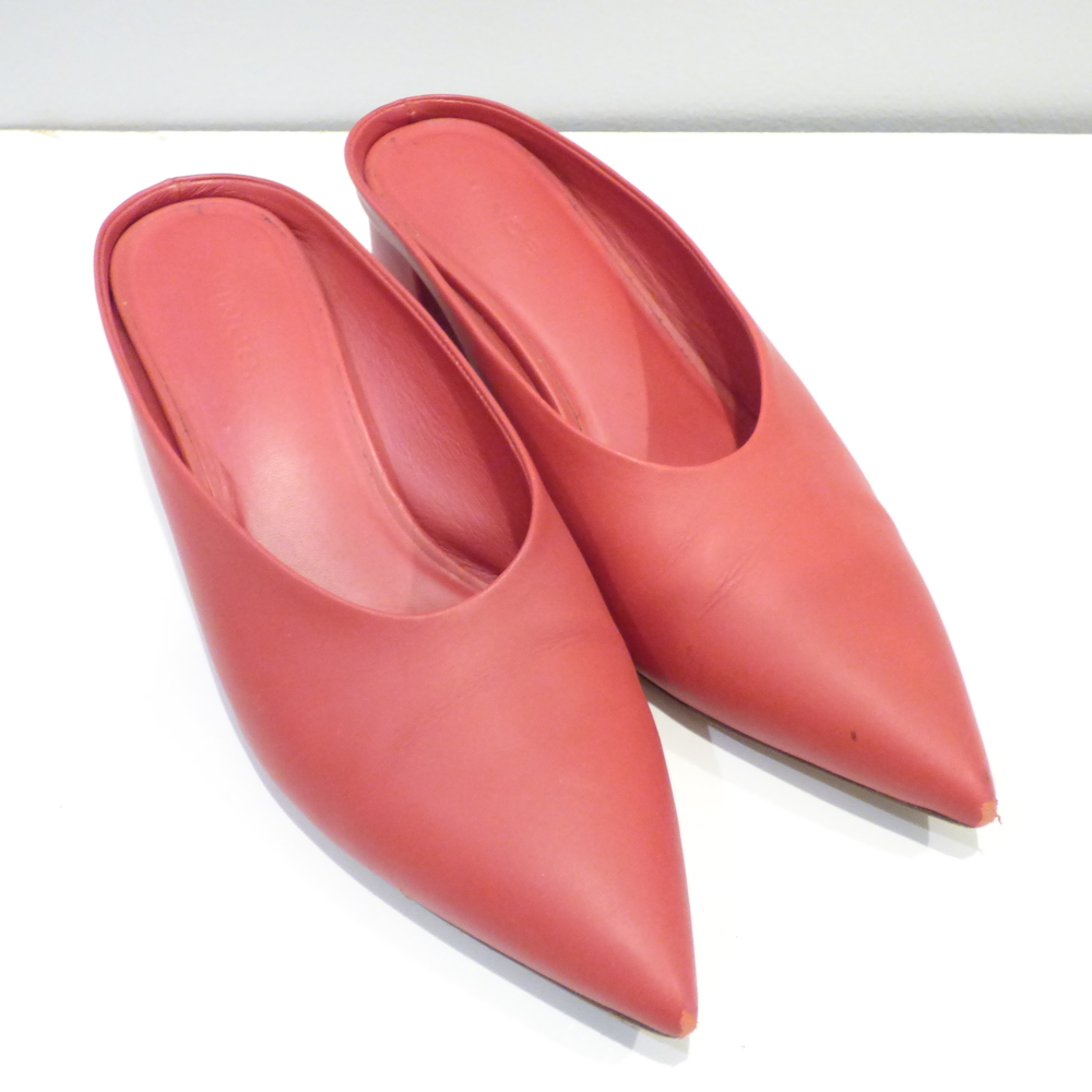 Vince Pointy Toe Mules in Red